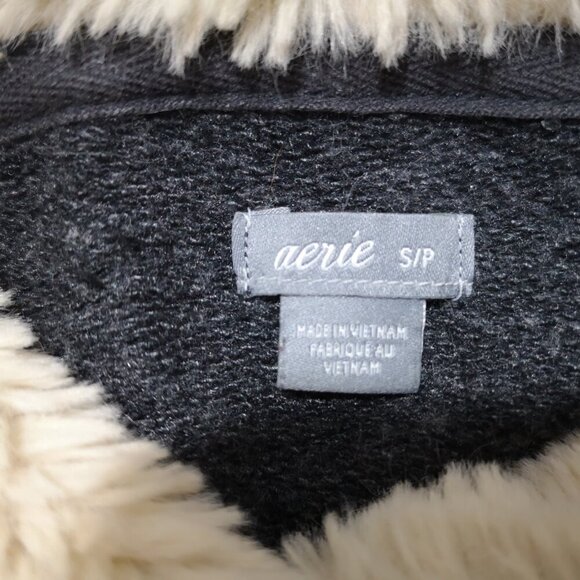 Aerie Dark Grey Size Small Oversized Terry Fleece Lined Hoodie - Picture 3 of 10